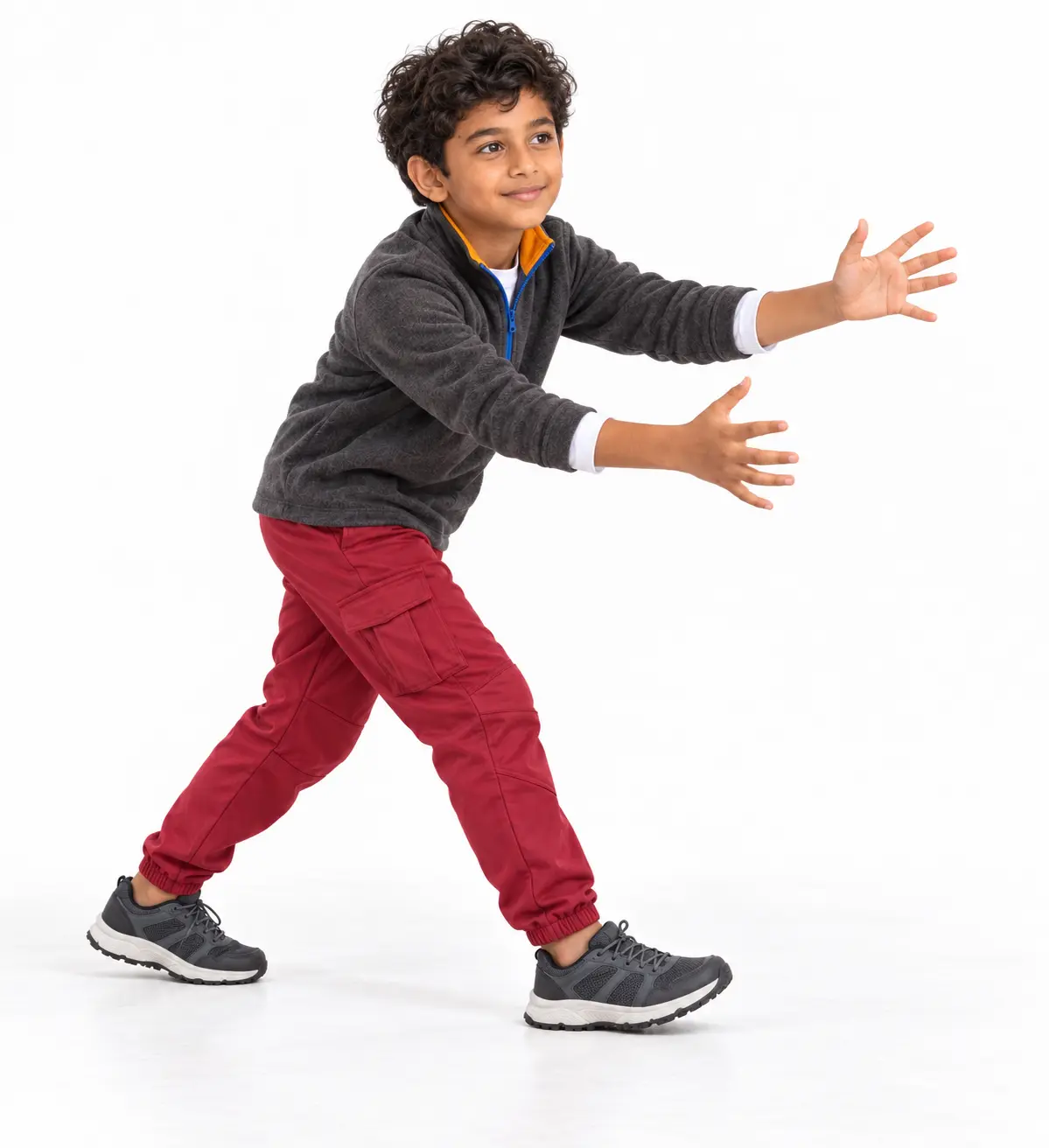 Fleece and Cargo Play Outfit Movement-ready fleece and cargo joggers for active fall days.